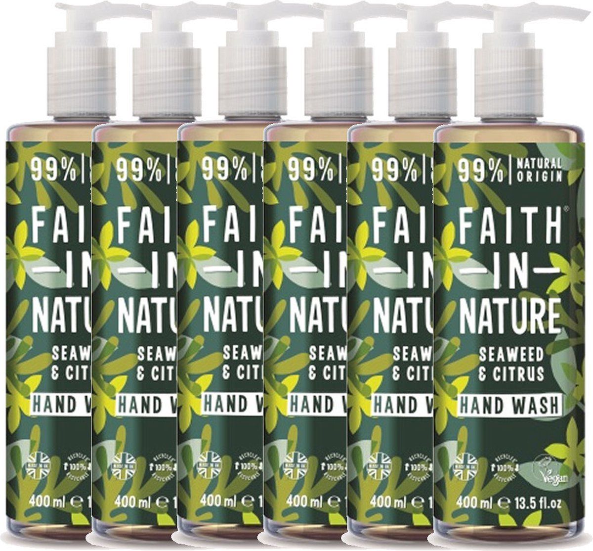 Faith In Nature - Hand Wash Seaweed & Citrus - 6 Pak - Voordeelverpakking - 6097145492498