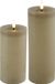 Countryfield LED kaarsen/stompkaarsen - set 2x - beige - H12,5 en H15 cm - timer - warm wit
