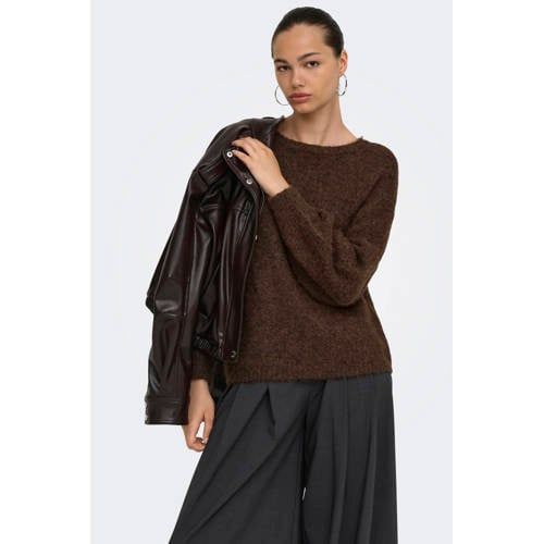 ONLY - ONLNELLIE LS O-NECK KNT NOOS - Meisjes - Gebreide truien - S - Polyester - Coffee Bean