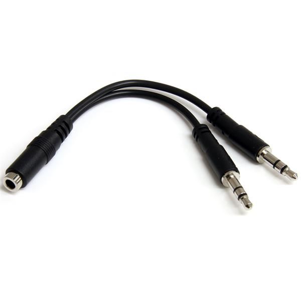 StarTech.com 3.5mm Headset Adapter Cable - 0.13m - Black