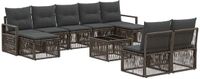 vidaXL Banc de jardin - Set - 10 - pièces - Gris - poly - rotin