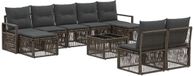 vidaXL Banc de jardin - Set - 10 - pièces - Gris - poly - rotin