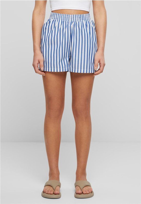 Urban Classics Striped Shorts - Women - White/Blue - Size S