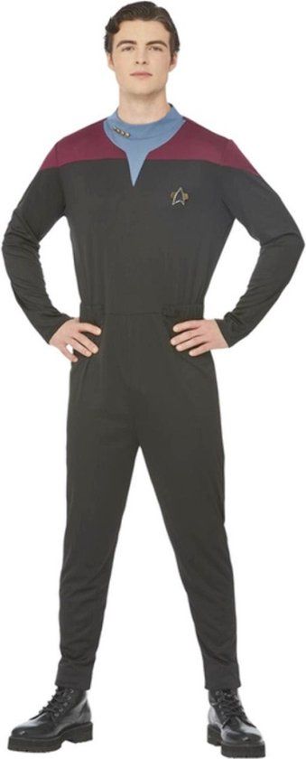 Smiffy's Star Trek Voyager Commandant Chakotay Costume - Red, Black - Medium - Men's Jumpsuit