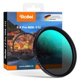 Rollei Variabele ND-filter, F:X Pro Variabele circulair filter - ND8 tot ND 512 van Gorilla® glas met 3-9 diafragma verduistering, traploos instelbaar ND-filter, ideaal voor landschapsfotografie
