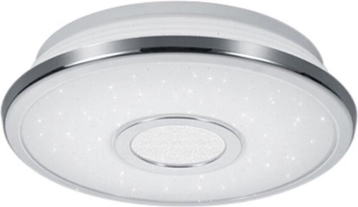 Qualu LED Plafondlamp - Torna Osirina - 12W - Warm Wit 3000K - Dimbaar - Sterlicht - Rond - Glans Chroom - Kunststof