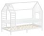 Lit enfant 90x200 cm avec matelas, lit en bois avec toit et fenêtres