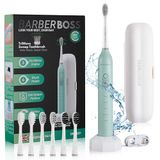 BarberBoss Sonic elektrische tandenborstel, sonische tandenborstel met 3 oscillatie-instellingen, slimme timer, 3 vervangende borstelkoppen, elektrische tandenborstel voor volwassenen, QR-7537 (munt)