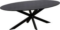 QUVIO Eettafel Sofia - Ovaal - 220x100 cm - Stalen kruispoot - FSC®-gecertificeerd mangohout - Zwart