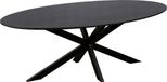 QUVIO Eettafel Sofia - Ovaal - 220x100 cm - Stalen kruispoot - FSC®-gecertificeerd mangohout - Zwart