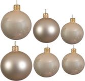 Kaemingk B.V. Ensemble complet de boules de Noël en verre champagne brillant/mat 16x pièces - 6x 6 cm - 6x 8 cm - 4x 10 cm