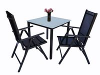 VCM Set tuinmeubelen aluminium glas tuinset zitgroep eetgroep tafel stoelen 80 MA
