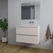 Saniclass Badkamermeubelset - 80x46x55cm - keramische wastafel wit - 1 wasbak - zonder kraangaten - 2 lades - rechthoekige spiegel - mat cotton (beige) SW1212765/SW773926/SW724611
