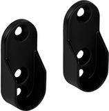 SOTECH 1 paar kaststangdragers 30 x 15 mm (zijmontage) metaal zwart gecoat voor ovale kledingstangen Garderobestang