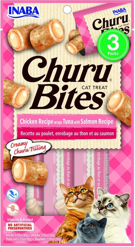 Inaba Churu Bites - Kattensnack - Kip Zalm 42 g