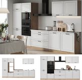 Vicco Complete keukeneenheid R-Line, Wit landelijk/Goudkleurig Eiken, 340 cm