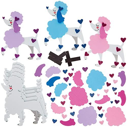 Baker Ross FX356 Liefdeshart Poodle Magneet sets - Set van 8, Valentijnsdag Schuim Knutsel Set voor kinderen.