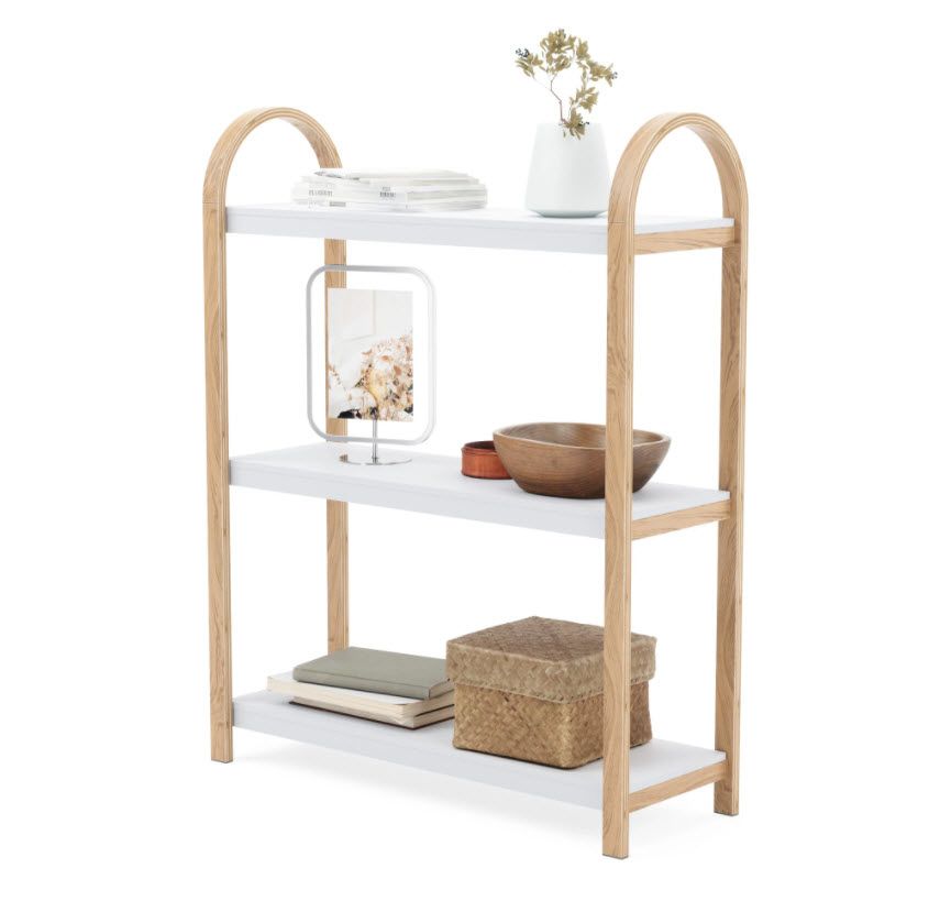Umbra Bellwood Freestanding Wooden Shelf - Natural/White - 3 Tier - 72x25x90cm