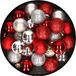 Merkloos / Sans marque Kerstboomversiering 28x stuks kunststof kerstballen rood en zilver mix 3 cm
