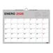 Miquelrius Wandkalender 2026, jaarplanner 210 x 150 mm, met notitieveld, dubbele spiraalbinding, 12-maandplanner, Spaans
