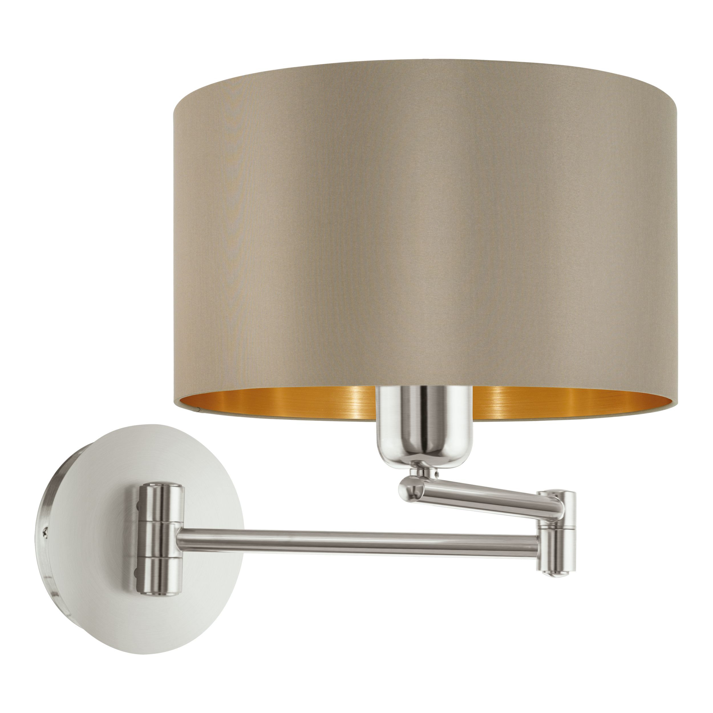EGLO Maserlo Wandlamp - E27 - Gold, Nickel, Taupe - Cylinder - IP20