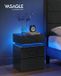Vasagle table de nuit moderne blanc avec éclairage LED – Noir avec grain de bois
