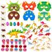 Assortiment de jouets dinosaures - 80 pièces - Articles de fête - Garnitures de piñata - 28 x 24 x 5,5 cm