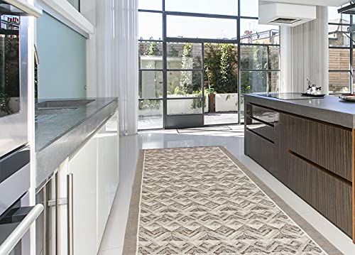 BIANCHERIAWEB Suardi Vloerkleed voor keukenlopers, antislip, achterkant, verschillende designs, 55 x 190 cm, Luxor Beige