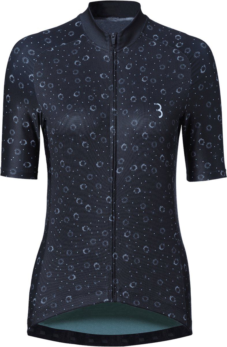 BBB Cycling DonnaFit Fietsshirt Dames - Korte Mouwen - Comfortabel Wielrenshirt - Zwart Bloemen - Maat S