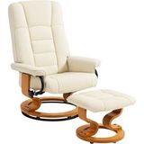 HOMCOM Fauteuil relax avec repose-pieds-76x85x104cm-Housse synthétique-Crème