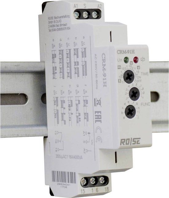 Rose LM CRM-91H/230 Tijdrelais Multifunctioneel 230 V/AC 1 stuk(s) Tijdsduur: 0.1 s - 10 d 1x wisselcontact