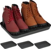 Merkloos Relaxdays Schoenen lekbak - Set van 4 - Zwart - Kunststof - 3 x 27 x 35 cm