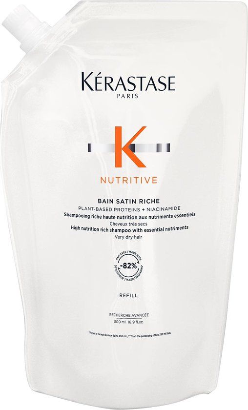 Kerastase Kérastase Nutritive - Bain Satin Riche Shampoo Refill - Sterk voedende shampoo met essentiële verzorgende voedingsstoffen - Voor zeer droog haar - Navulling 500 ml