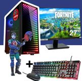 ScreenON Gaming PC Set - AMD Ryzen 5, 16GB RAM, 480GB SSD, NVIDIA GeForce GTX 1630, 27" Monitor, Keyboard & Mouse - Fortnite Dark Bomber Hero - V2