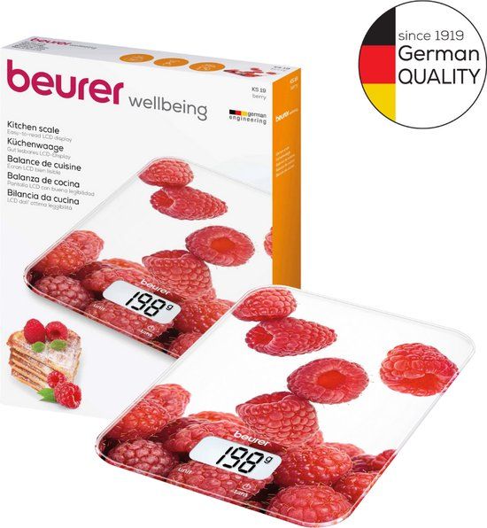 Beurer KS 19 Digitale keukenweegschaal - Rood/Wit - 5 kg - Tarra Functie