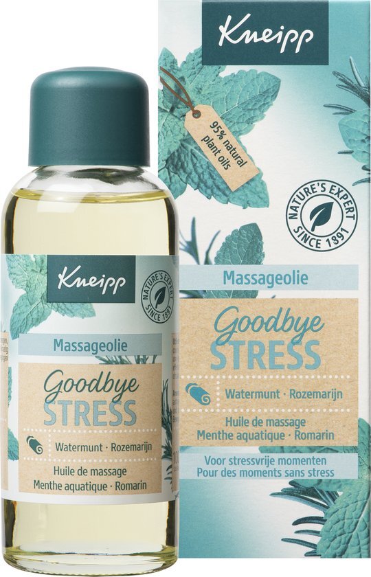 Kneipp Goodbye Stress - Massageolie - Watermunt en Rozemarijn - Ontspannend - Geschikt voor alle huidtypen - Vegan - 1 st - 100 ml