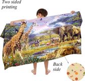 Ulticool Microvezel Kinder Handdoek 70x140 cm - Safari Dieren Dinosaurus