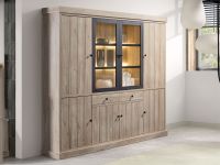 TORYKA Buffet 8 portes 2 tiroirs chêne plage avec led