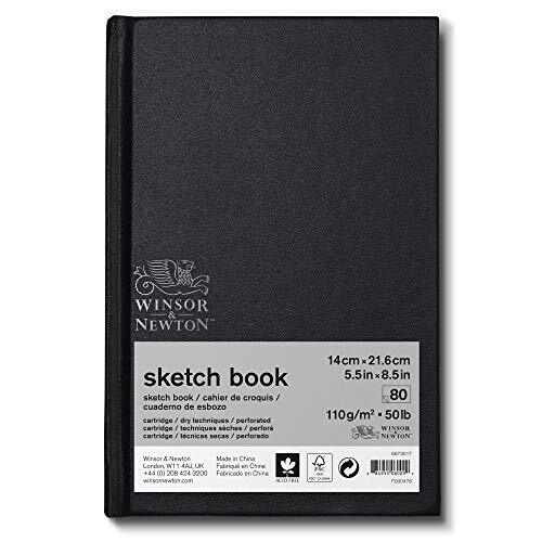 Winsor & Newton 6673017 Schetsboek met 80 vellen schetspapier, 110 g/m², hardcover gebonden met ruglijm, microgeperforeerde vellen - 17,8 x 25,4cm