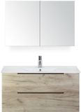 BES LED Seville Badmeubelset 100 cm - Craft Oak Edge Greep - Wastafel Enjoy met Spiegelkast