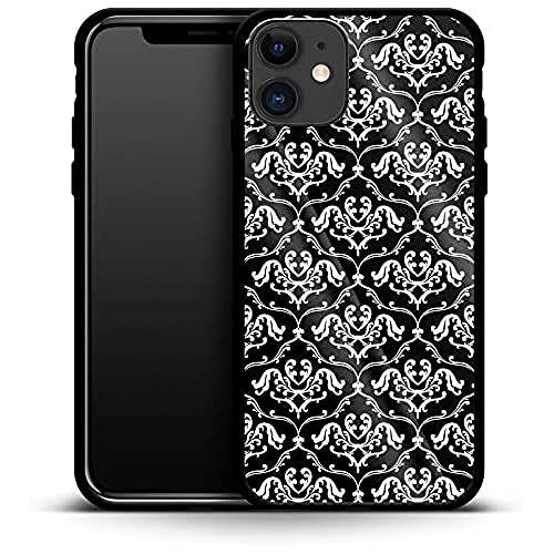 caseable caseable Apple iPhone 11 luxe glazen telefoonhoes - schokabsorberend & krasbestendig oppervlak - kleurrijk design - Black French Lillies - bloemen bloemen