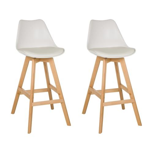 hjh LIVING Barkruk SCANDI HIGH set van 2 wit