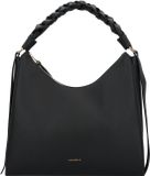 Coccinelle Leren schoudertas Boheme Grana Double Shoulder Bag Noir / Cognac zwart