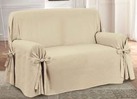 Bankovertrek, BIANCHERIAWEB Bankhoes met veters, strik, met beschermhoes voor bank, 3-zits, kostbare kleur beige