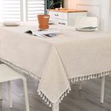 SUCHDECO Beige Linnen Rechthoekig Tafelkleed, Afwasbaar, Katoen, 140 x 220 cm