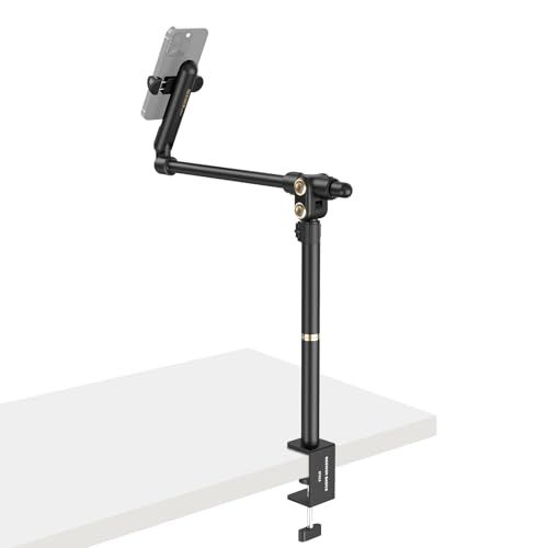 NEEWER BASICS ST013 Mobiele telefoonhouder, overhead, statief, tafelhouder, camera, metallic, compatibel met iPhone Android, Samsung, voor keuken, make-up, tekenen, vlog, streaming, live-filmvideo