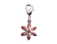 INNSPIRO Mooie bedels metalen hanger bloem met violet kunstleer met karabijnhaak, 13 x 16 mm, 25 stuks