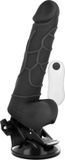 BASECOCK - Vibrador Realístico Control Remoto Black con Testículos 19.5 cm -o- 4 cm