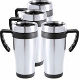 Carson Makito Western Europe 8x stuks rVS thermosbeker/warmhoud koffiebekers zwart 500 ml