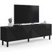 IDMarket Meuble Tv 180 Cm Himara 2 Portes Lattes Géométriques Bois Noir
